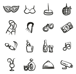 Strip Club Icons Freehand