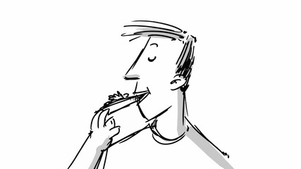 Happy dad eating a piece of bread or sandwich Vector storyboards sketch - 174451637