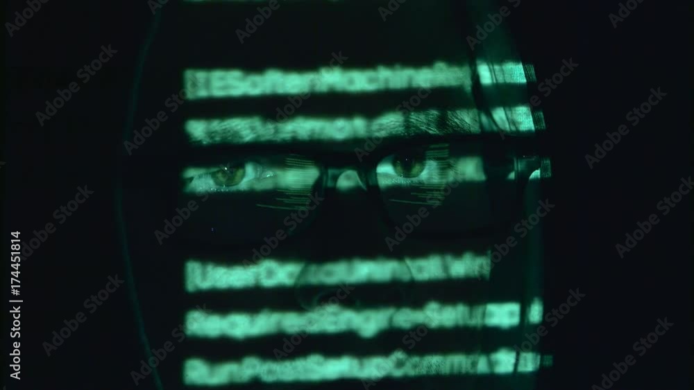 Poster spy is hacking the cyberpolicy web site. close up