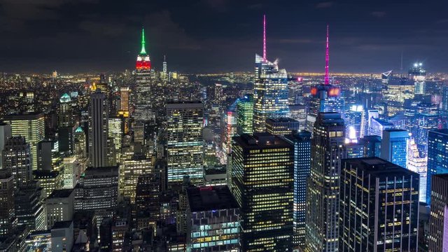 New York City and Times Square Aerial Night Timelapse
