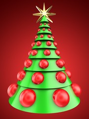 3d light green Christmas tree over red