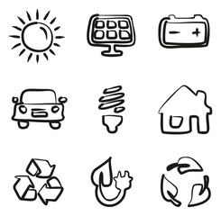Solar Energy Icons Freehand