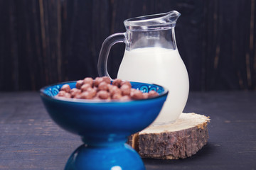 morning breakfast with milk