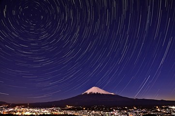 富士山と星景