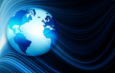 Best Internet Concept of global business. Globe, glowing lines on technological background. Wi-Fi, rays, symbols Internet, 3D illustration