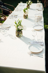 Wedding table for dinner with decorations