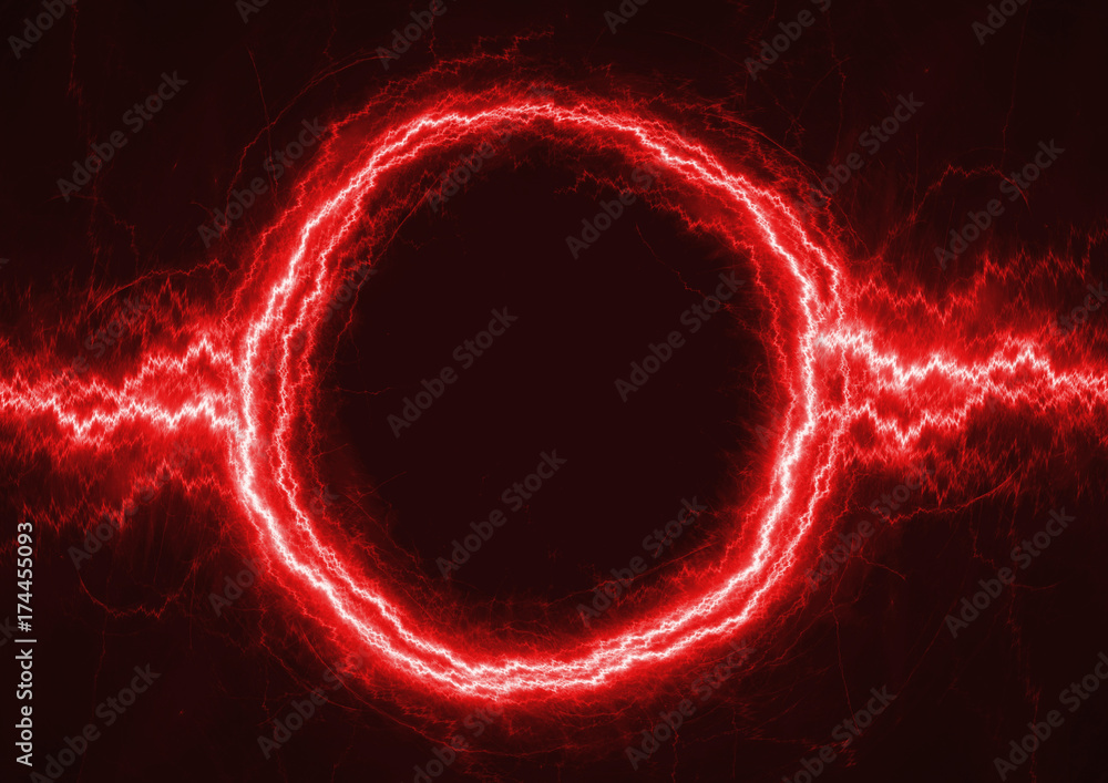 Wall mural red circle lightning with copy space in the middle