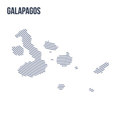 Vector abstract hatched map of Galapagos with curve lines isolated on a white background.
