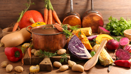 casserole with raw food for soup