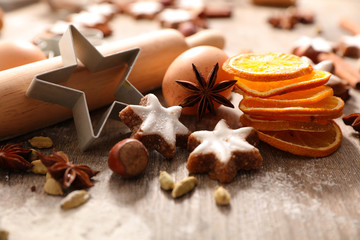 christmas gingerbread cookie and spices