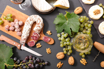 assorted salami,cheese and wine
