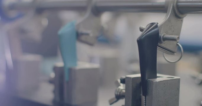 Testing of skin samples for wear resistance in a special laboratory