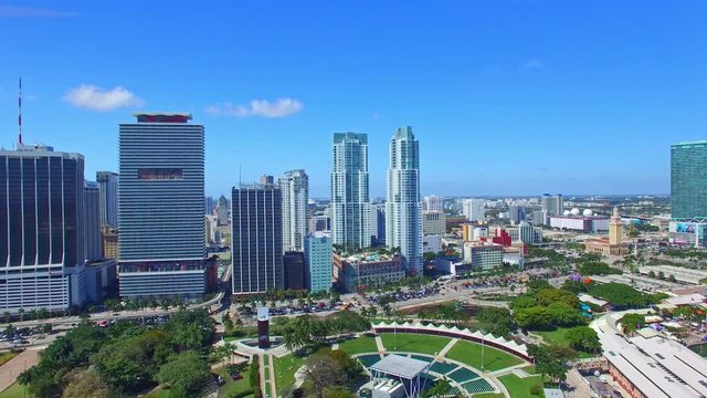 Miami Bayfront Park, aerial view.