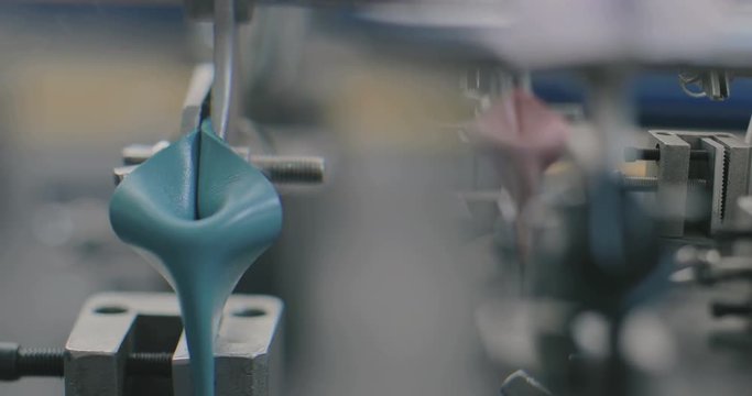 Testing of skin samples for wear resistance in a special laboratory