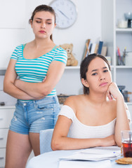 Two quarreled girls teenagers