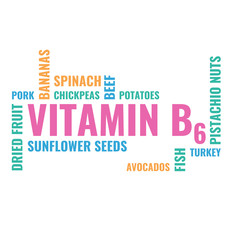 vitamin b6 foods cloud, illustration on white background