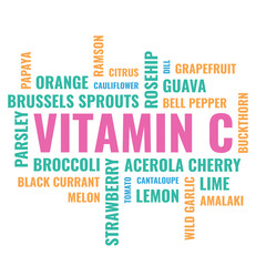 vitamin c foods cloud, illustration on white background