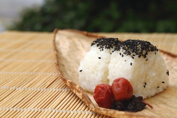 竹の皮におにぎり