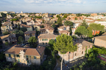 Fototapeta na wymiar Foto aerea del quartiere della Garbatella a Roma