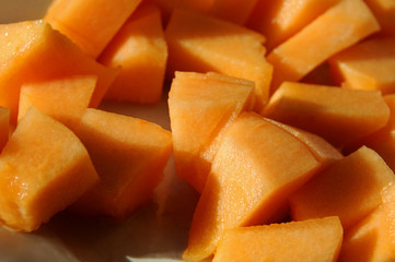 Chunks of sweet cucumis melo 