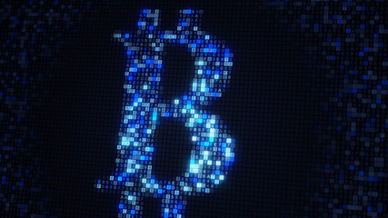 Blue bitcoin symbol of hex code abstract virtual crypto currency concept