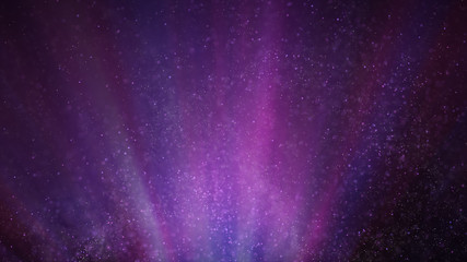 Glowing particles flies in light beams