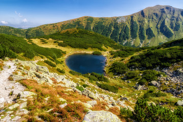 Fototapeta na wymiar Lakes Rohacske plesa and hill Volovec in West Tatras, Slovakia
