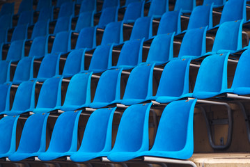 Blue plastic stadium seats