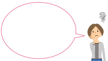 困る若い女性　ふきだし