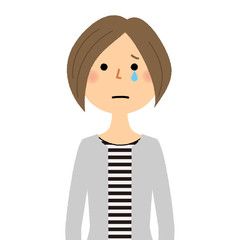 若い女性　ママ　泣く