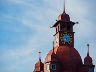 The famous red clock tower in Luzern city, Switzerland.