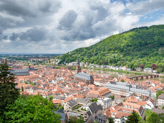 Fototapeta na wymiar Heidelberg town and Carl-Theodor bridge, Germany.