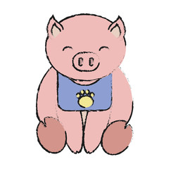 Fototapeta premium cute pig icon over white background colorful design vector illustration