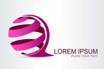 Logo stylized spherical surface with abstract shapes