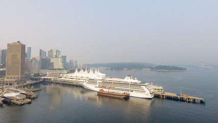 Vancouver aerial skyline near Canada Place