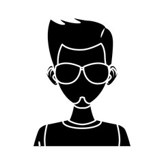 Young man with sunglasses cartoon icon vector illustration graphic design