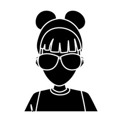 Young woman with sunglasses cartoon icon vector illustration graphic design