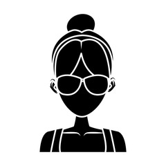 Young woman with sunglasses cartoon icon vector illustration graphic design