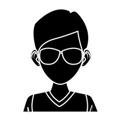 Obraz na płótnie Canvas Young man with sunglasses cartoon icon vector illustration graphic design
