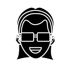 Young woman with sunglasses cartoon icon vector illustration graphic design