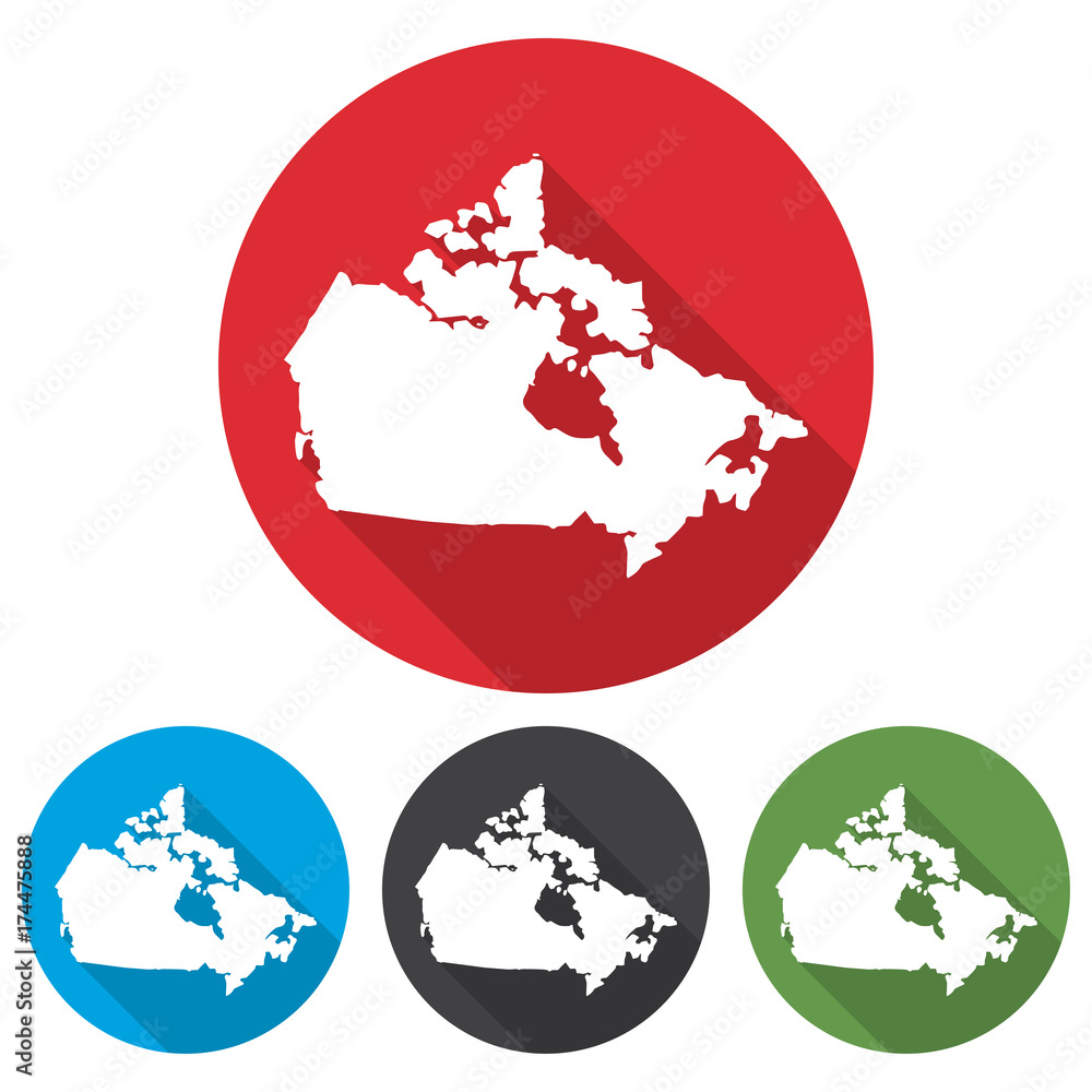 Poster set of icons canada map in a flat design