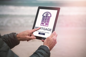 Composite image of composite image of mortgage text with icon