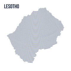 Vector abstract hatched map of Lesotho with curve lines isolated on a white background.