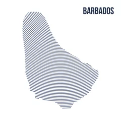 Foto op Canvas Vector abstract hatched map of Barbados with curve lines isolated on a white background. © TanyaFox