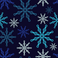 Seamless background with decorative snowflakes. Textile rapport.