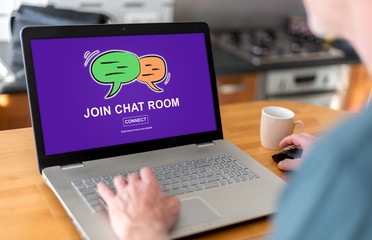 Chat room concept on a laptop