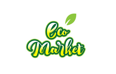 eco market word font text typographic logo design with green leaf