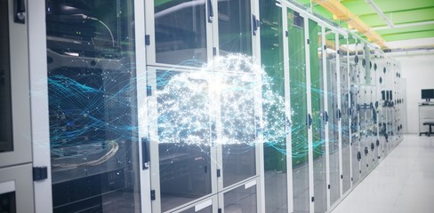 Composite image of composite image of glowing cloud and