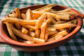 French fries on the restaurant table