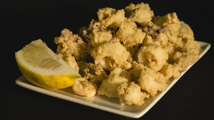 Squid rings with black background